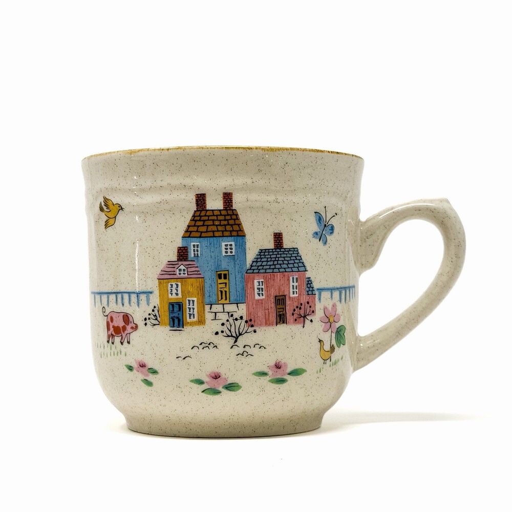 2 Vintage International Heartland Stoneware Mugs Farmhouse Cottagecore - Picture 3 of 9